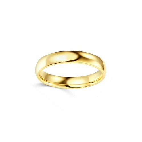 Pre-owned Td Collections 14k Yellow Gold 4mm Plain Regular Fit Classic Light Dome Wedding Band