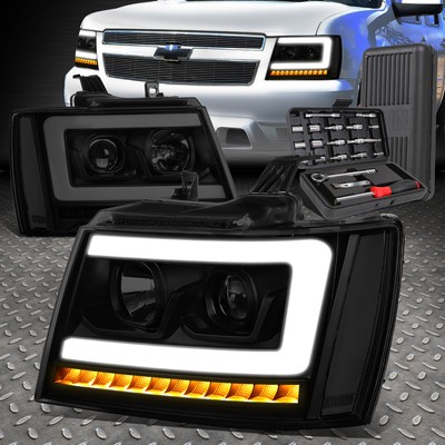 FOR 07-14 TAHOE SUBURBAN LED CHASING TINTED CLEAR PROJECTOR HEADLIGHT+TOOL SET