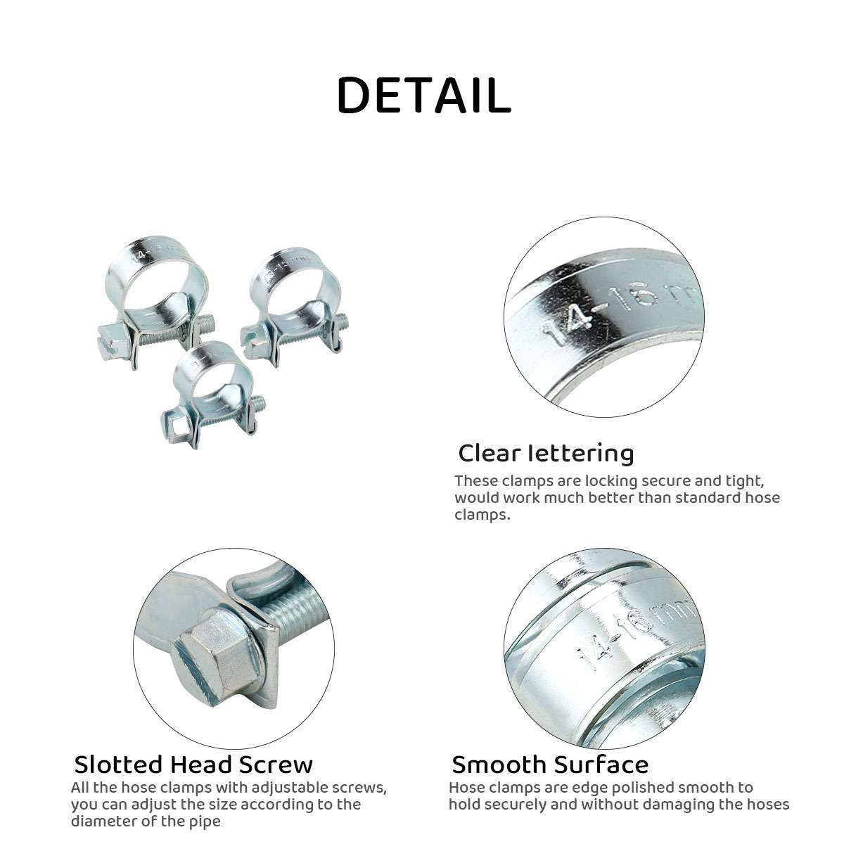 30 Pack 1/2" 5/8" 9/16" Fuel Injection Gas Line Hose Clamps Clip Pipe Clamp Tool