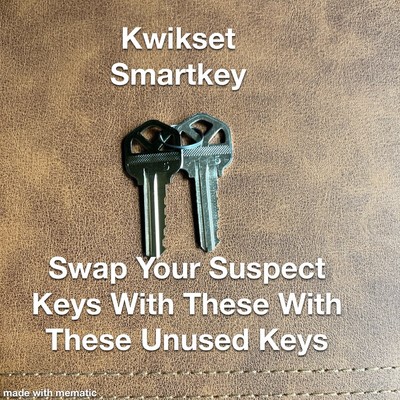 Pair of Unused Key Way #66 Smartkey Swap Kwikset Change Your Old Key To These