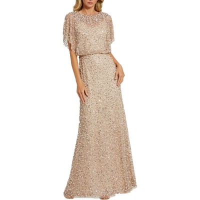 Mac Duggal Womens Beige Embellished Formal Evening Dress Gown 8 BHFO 4446