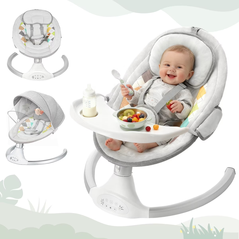 Baby Swing for Infants,  Baby Rocker with Dinner Plate, 5 Swin...