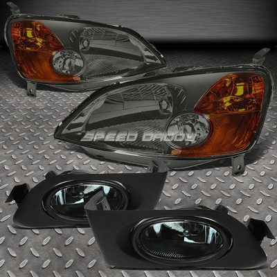 ДЫМЧАТЫЙ КОРПУС ФАР ГОЛОВНОГО СВЕТА С ЯНТАРНЫМИ УГЛАМИ + ТОНИРОВАННЫЕ ЛИНЗЫ ПРОТИВОТУМАННОЙ ФАРЫ OE ДЛЯ 01-03 CIVIC