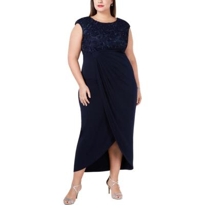 Connected Apparel Womens Faux Wrap Soutache Evening Dress Gown Plus BHFO 0591