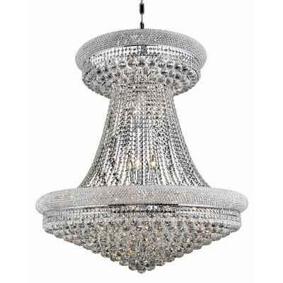 Elegant Lighting V1800G36SC/RC Primo Foyer Pendant Silver and Clear Mirror