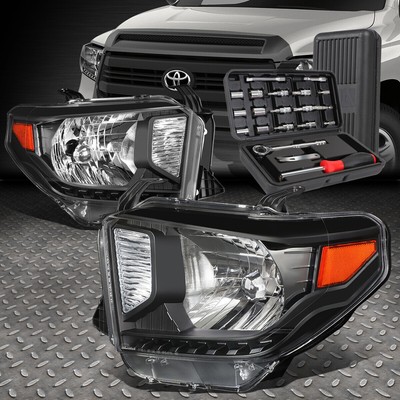 ДЛЯ 14-20 TOYOTA TUNDRA ЧЕРНЫЙ КОРПУС ЯНТАРНОЙ УГЛОВОЙ ФАРЫ ГОЛОВНОГО ФОНАРЯ + НАБОР ИНСТРУМЕНТОВ