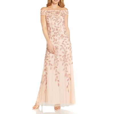 

Adrianna Papell Женское платье трапециевидной формы с открытыми плечами и вышивкой лозы Adrianna Papell, Pale pink