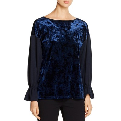 

Женская синяя бархатная блузка с короткими рукавами Lysse Tillary Top  BHFO 3552, Twilght