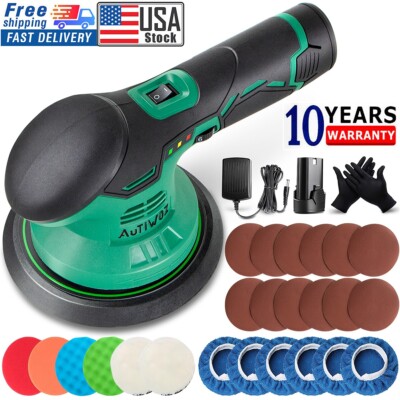 Cordless Car Polisher Buffer Sander Dual Action Machine Orbital Polishing Kit 6''