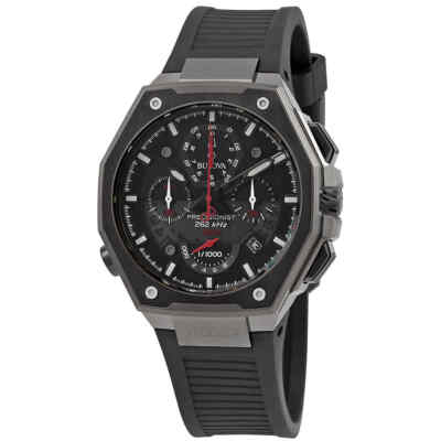 Мужские часы Bulova Precisionist с хронографом и кварцевым корпусом с черным циферблатом 98B358