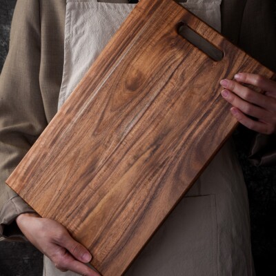 Acacia Wood Cutting Board with Hand Grip 15'x9.7' Reversible.  Charcuterie Board
