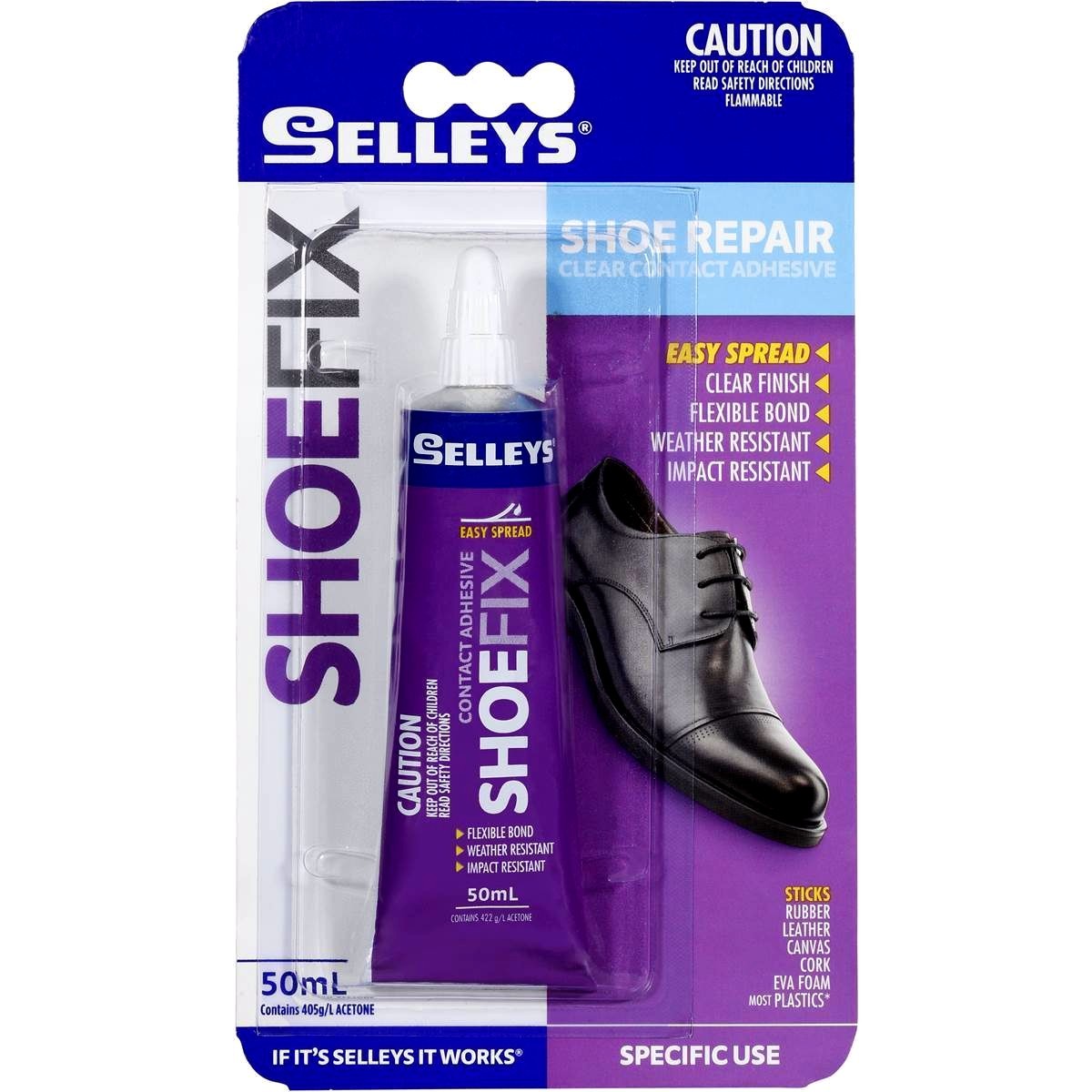 Selleys SHOE FIX Shoe Repair Clear Contact Adhesive 50ml