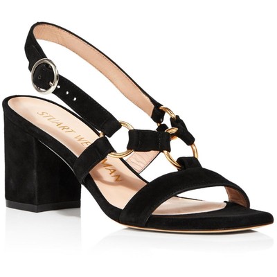 

Stuart Weitzman Женские черные туфли на каблуке с открытой пяткой Lalita 6, средние (B,M) BHFO 7057, Black suede, Lalita