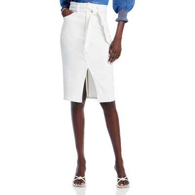 Veronica Beard Womens White Denim Knee Length Slit Pencil Skirt 2 BHFO 2600
