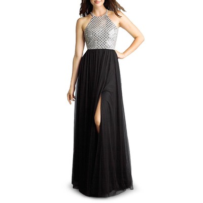 

Женское черное вечернее платье Basix Black Label с украшением  BHFO 0063, Black/silver