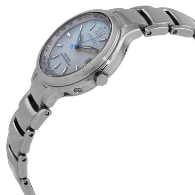 Pre-owned Citizen Eco-drive Perpetual World Time Mop Dial Ladies Watch Ec1170-85d