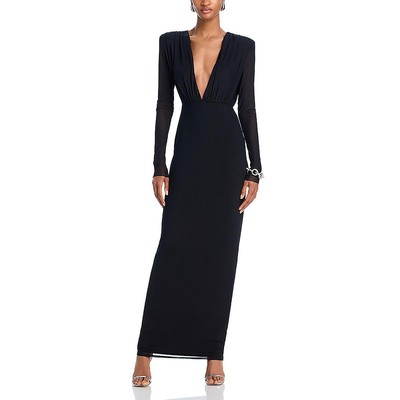 AFRM Womens Kay Black Ruched Plunge Formal Evening Dress Gown XS BHFO 2118