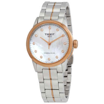 Pre-owned Tissot Luxury Automatic Diamond White Mop Dial Ladies Watch T086.207.22.116.00