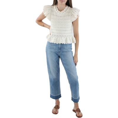 

Белая короткая укороченная рубашка с оборками Sea New York Women  BHFO 3101, Белый