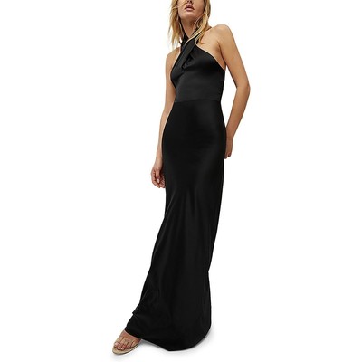 Veronica Beard Womens Black Silk Open Back Forn Halter Dress Gown 10 BHFO 1197