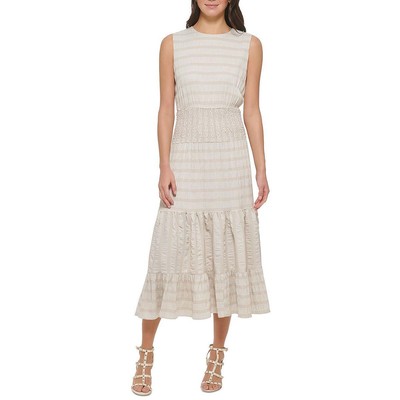 Женское бежевое макси-платье на бретелях DKNY с длинным рукавом 8 BHFO 3078
