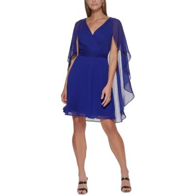 

Женское синее шифоновое платье с расклешенными рукавами DKNY  BHFO 6131, Синий