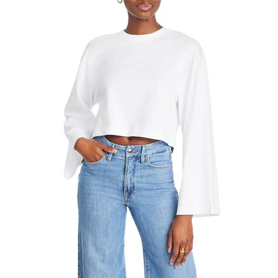 FRAME Womens White Cropped Bell Sleeve Solid Pullover Top Shirt XS BHFO 7911