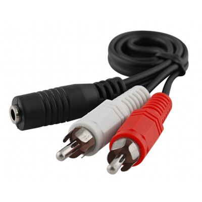 (5-pack) 2-RCA Male to 3.5mm Female Aux Mini Plug Stereo Audio Adapter Cable 5X