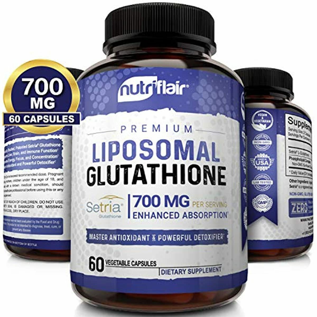 NutriFlair Liposomal Glutathione Setria® 700mg - Pure Reduced, Stable, Active F