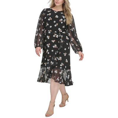 Женское черное сетчатое платье-футляр с цветочным принтом Tommy Hilfiger Plus 20W BHFO 2192