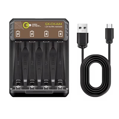 Зарядное устройство Green Extreme GX-CH-AA4 с 4 отсеками для аккумуляторов AA/AAA NiMH с входом USB-C