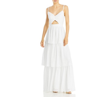 

Аква женское белое многоуровневое вечернее платье с вырезами  BHFO 3541, Off white