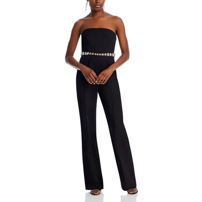 Модный женский черный комбинезон без бретелек с застежкой-молнией S BHFO 4757