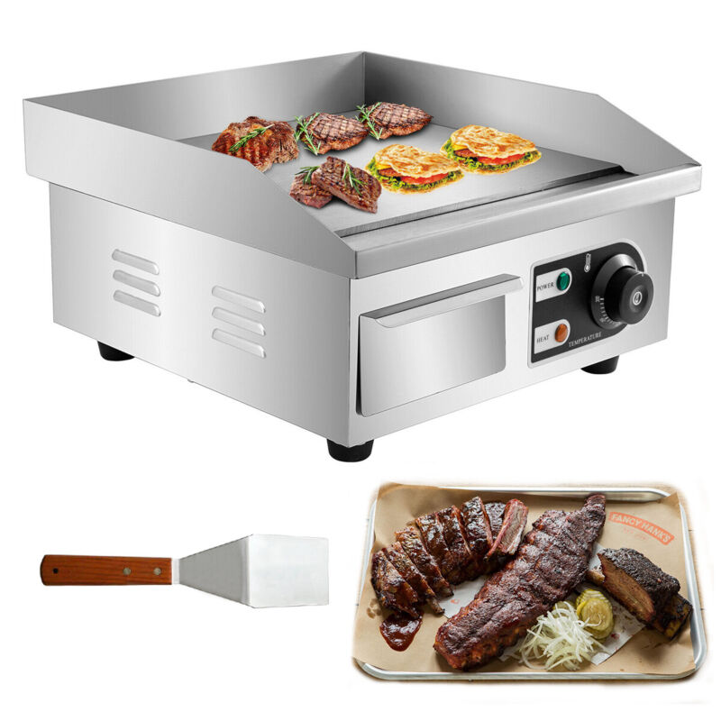 Electric Griddle Flat Top Grill 1500W 14" Hot Plate BBQ Countertop Commercial