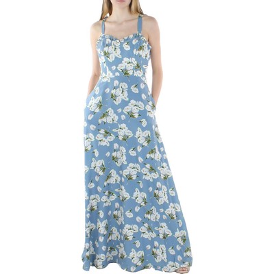 

Aidan by Aidan Mattox Женское синее длинное дневное платье макси с цветочным принтом  BHFO 4889, Blue multi
