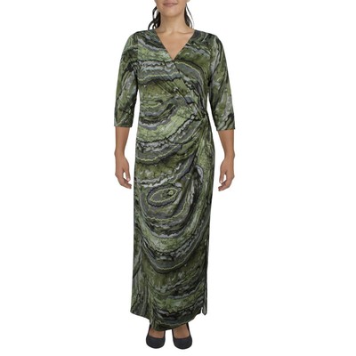 24seven Comfort Apparel Женское зеленое длинное платье макси с стихарем плюс 1X BHFO 9499