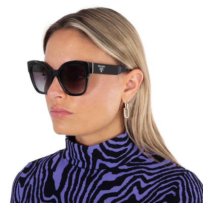 Pre-owned Prada Grey Gradient Cat Eye Ladies Sunglasses Pr 17zs 1ab09s 54 Pr 17zs 1ab09s In Gray