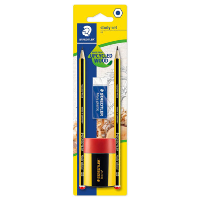 Noris School Pencil Study Set of 2 HB Eraser & Tub Sharpener Stationery set New