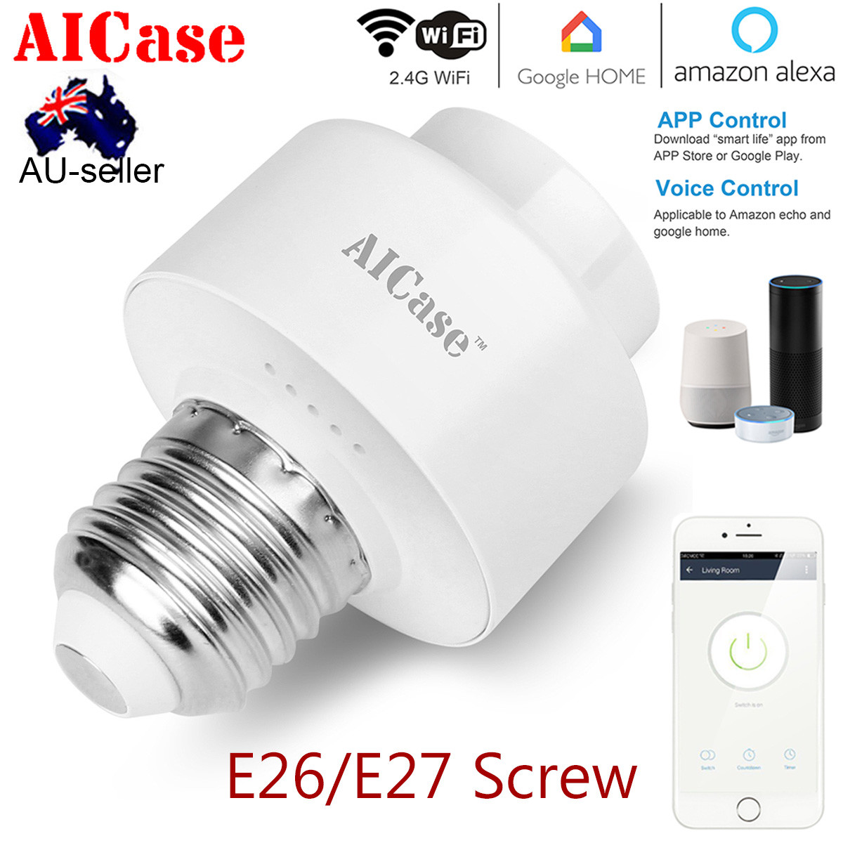 Wifi Light Bulb >> Wifi Light Bulb Socket E26 E27 Smart Led Lamp Adapter Holder W Alexa Wifi Light Bulb >> Wifi Light Bulb Socket E26 E27 Smart Led Lamp Adapter Holder W Alexa