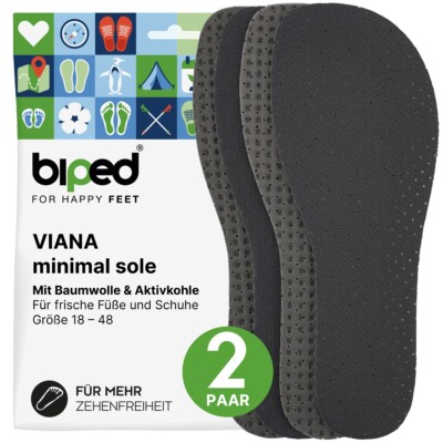 biped minimal sole VIANA - 2 Paar Aktivkohle Einlegesohlen für Barfußschuhe