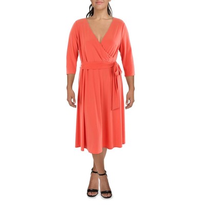 

Женское оранжевое платье миди прямого кроя Lauren Ralph Lauren  BHFO 0419, Оранжевый