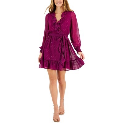 

Женское фиолетовое мини-платье в горошек с рюшами Taylor Petites  BHFO 2383, Pillow purple