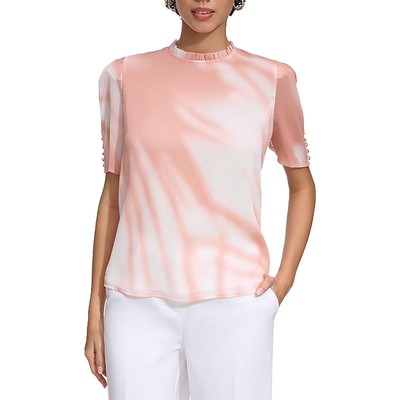 Женская розовая шифоновая плиссированная блузка-топ Calvin Klein S BHFO 3230