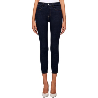 Укороченные джинсы-скинни LAgence Womens Margot темно-синего цвета с высокой посадкой 24 BHFO 0947
