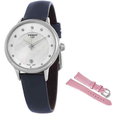 Pre-owned Tissot Odaci-t Quartz Diamond White Mop Dial Ladies Watch T133.210.16.116.00