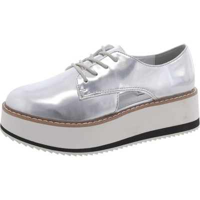 Женские оксфорды Gina Steve Madden серебристого цвета металлик 7 Medium (B,M) BHFO 7763