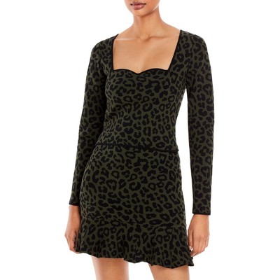 

Женский жаккардовый пуловер с животным принтом цвета морской волны BHFO 2690, Green/black