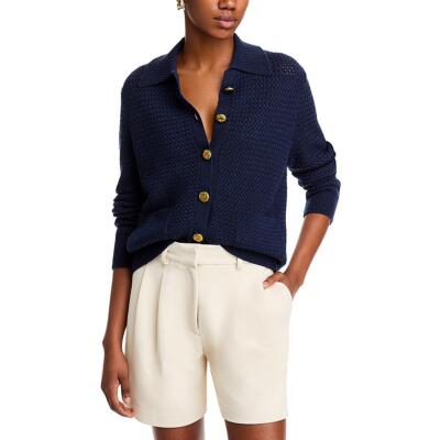 Rag & Bone Womens Navy Merino Wool Blend Woven Knit Cardigan Sweater S BHFO 6982