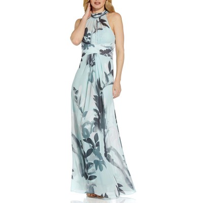 Adrianna Papell Womens Green Halter Maxi Wedding Evening Dress Gown 4 BHFO 2185