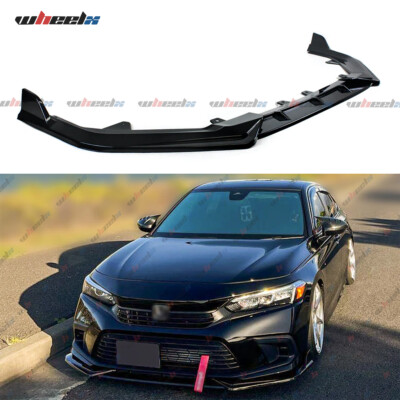 For 2022+ Honda Civic 11th Gen Front Lip Splitter Chin Spoiler Kit Gloss Black